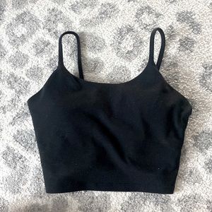 Black cropped tank with built in pads